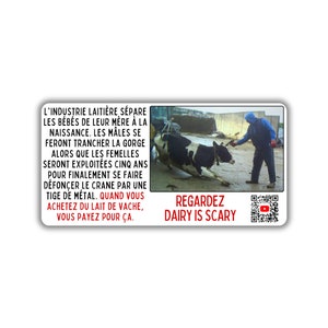 Vegane activist sticker pack paquet collant activiste vache laitière exploitation industry lait de vache cruauté animal vidéo dairy is scary