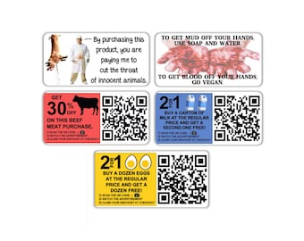 Vegan Activist Stickers Pack QR Code Leading Directly to 
