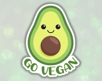 Vegan sticker Avocado sticker animal lover gift for vegan activist go vegan for the animal liberation for all fruit plant based food sticker