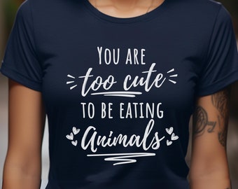 Vegan T-shirt Unisex Activist Tee-shirt too cute eating animal heart liberation Tshirt veganism activism Animal Rights tee shirt gift vegan