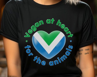 Vegan T-shirt Unisex Activist Tee-shirt Vegan at heart for the animal rights vegan flag Tshirt veganism activism Animal Liberation tee shirt