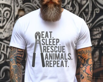 Eat Sleep Rescue Animals Repeat TShirt Unisex For Vegan Activist T-shirt Animal Rescuer Tee-Shirt Animal Savior Sanctuary Shirt Liberation
