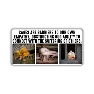 Vegan activist stickers pack cage blind empathy connect to the suffering of others animal are sentient animals don't belong in cages confine