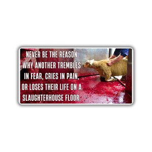 Vegan activist stickers pack never be the reason another fear pain loses life slaughterhouse bloody floor lamb sheep horrific slaughter fta