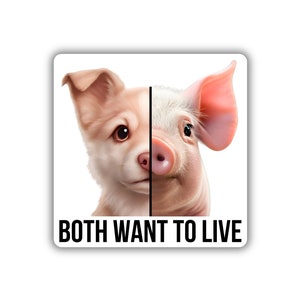 Vegan activist stickers pack dog pig no difference both want to live animals exploitation justice for all beings dog lover cute pig lovers