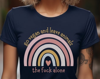 Cute Vegan Tshirt Unisex Animal Right T-shirt Rainbow Hearth Animal Liberation Tee Shirt For Animal Lovers Tee-shirt Sarcastic Vegan Animal