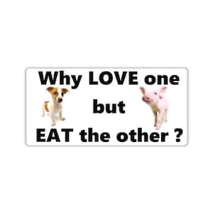 Vegan activist stickers pack Dog and piglet Why love one but eat the other? animal liberation animal right pig sticker animal lover activism
