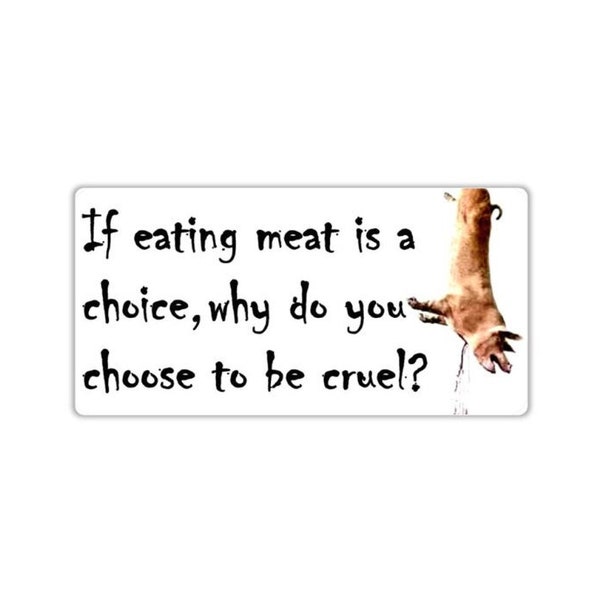 Vegan activist stickers pack Pig hanged aginizing slit throat blood If eating meat is a choice why do you choose to be cruel? stop killing