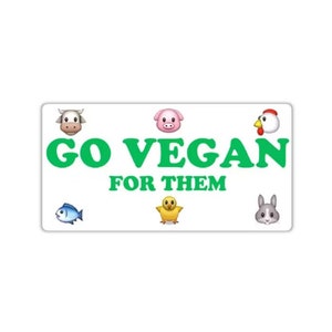 Vegan activist stickers Emoji cow pig chcken fish chick rabbit Go vegan for the animal liberation animal cruelty free the animal right fta