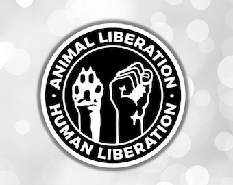 Vegan sticker Animal human liberation sticker hand paw sticker for vegan gift for animal activist defend animal lover go vegan FTA sticker
