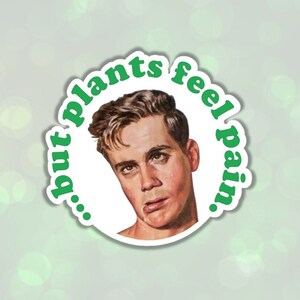 Vegan sticker plant feel pain sticker funny vegan sticker plant based sticker animal activist sticker gift for vegan animal abuser dumb gift