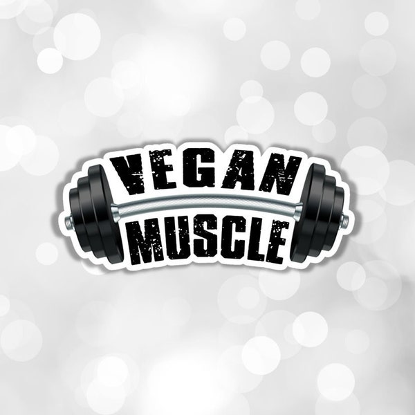 Vegan sticker vegan muscle barbell black sticker fitness strong vegan for health vegan bodybuilder vegan power vegan protein plant-based