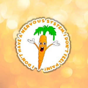 Vegan sticker carrot sticker nervous system plant don't feel pain sticker for activism gift for vegan art cruelty free plant based lifestyle