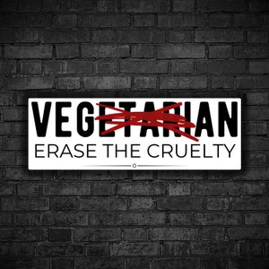 Vegan sticker Vegetarian red cross vegan erase the cruelty ethical position against animal exploitation animal right go vegan fta liberation