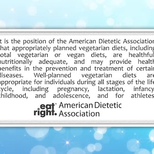 Vegan sticker (American dietetic association on vegan diet)