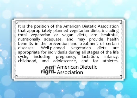 Vegan sticker (American dietetic association on vegan diet)