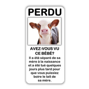 Végane activiste autocollants résistants à l'eau paquet droits des animaux pack sticker activist water resistant (lait veau séparé mère)