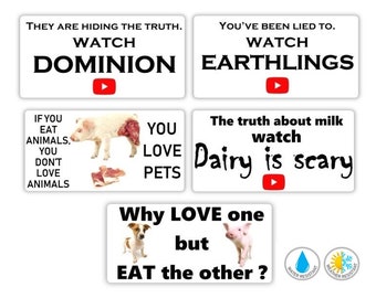 30 Vegan antispecist water resistant stickers 4EW