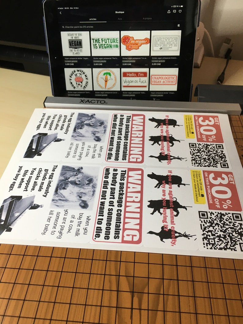 30 Vegan antispecist water resistant stickers 7EW-2 To stick on animal products edition