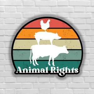 Vegan sticker Animal rights retro sticker cow pig hen silouhette vegan for life vegan for animal activist equality for animal liberation fta