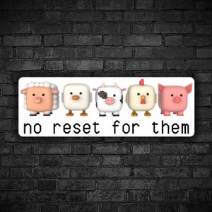 Vegan sticker No reset for them retro gaming pig chicken cow duck pig cute 3d icons go vegan for animals rights animal liberation for all