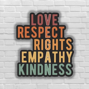 Vegan sticker Love Respect right empathy kindness acrostiche vegan  animals rights go vegan for the victims animal liberation for all beings