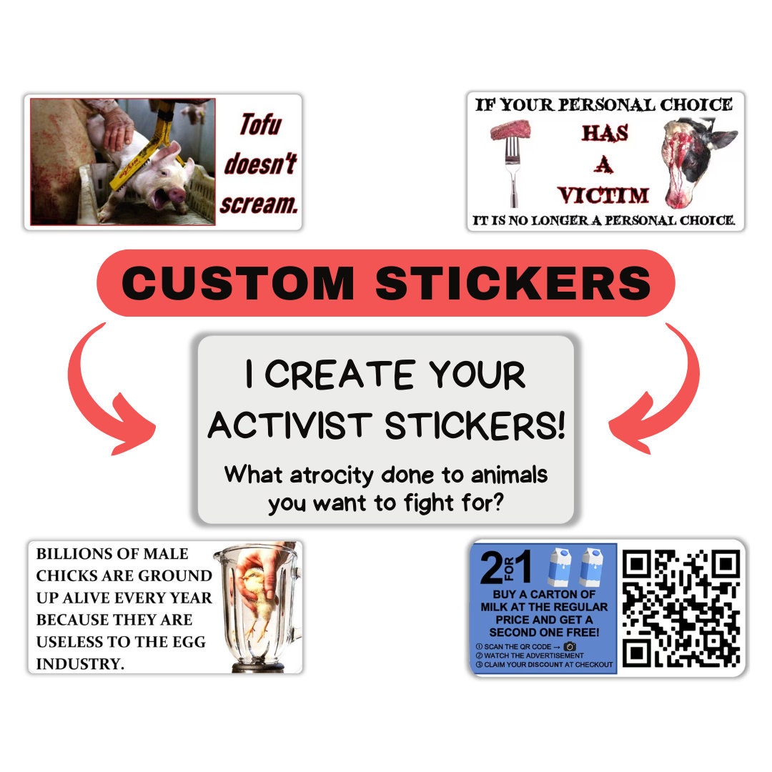 Vegan Custom Stickers for Activist Stickers for the Animal Right ...