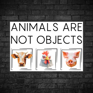 Vegan sticker Animal are not objects cow chicken pig sticker vegan for life vegan for animal activist equality for animal liberation rights