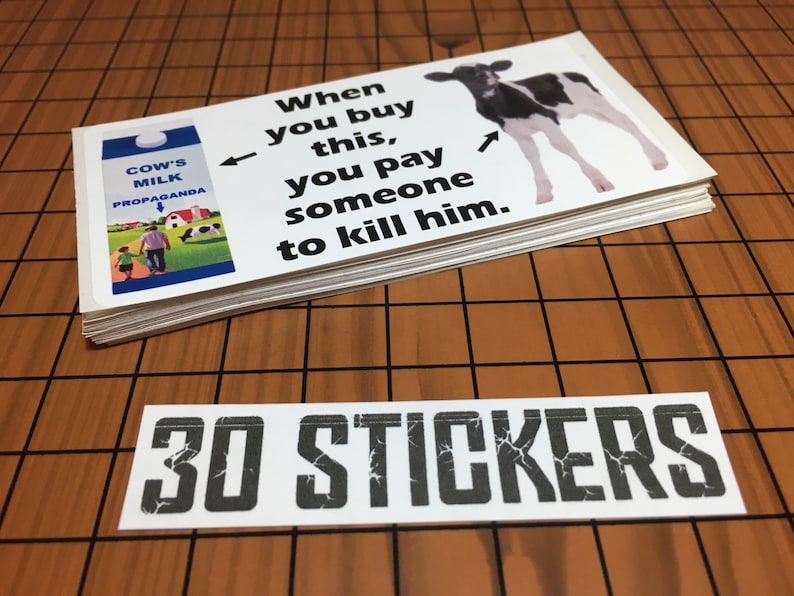 30 Vegan antispecist water resistant stickers 4EW