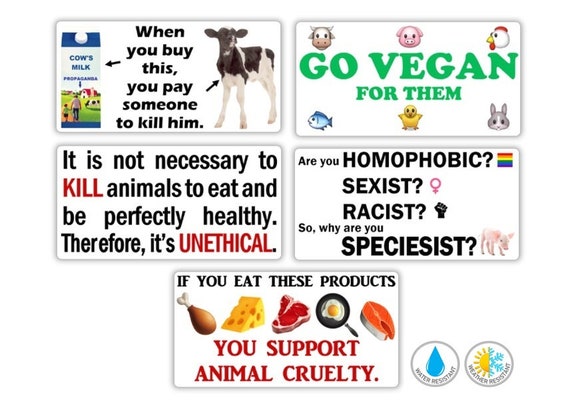 30 Vegan antispecist water resistant stickers 4EW