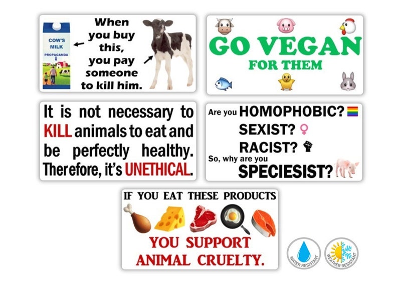 30 Vegan antispecist water resistant stickers 4EW