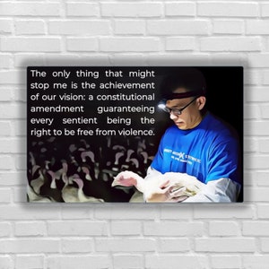 Vegan sticker Wayne Hsiung quote DXE Direct Action Everywhere ethical position against animal exploitation animal right go vegan fta