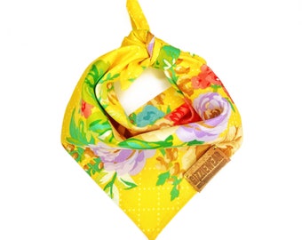 Yellow Bouquet cat bandana, Yellow cat bandana for spring, Easter celebration cat bandana, Floral cat and dog bandana