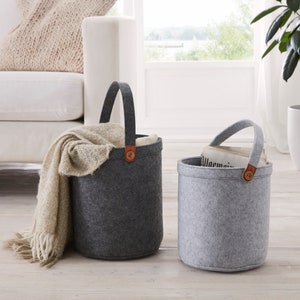 Set of 2 felt baskets in gray