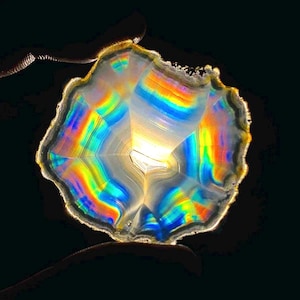 Rainbow Iris Agate Slice: Indonesian Crystal Collection (50x47x2 mm)