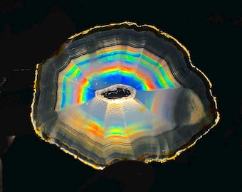 Rainbow Iris Agate Slice: Multi-Layered Indonesian Gemstone