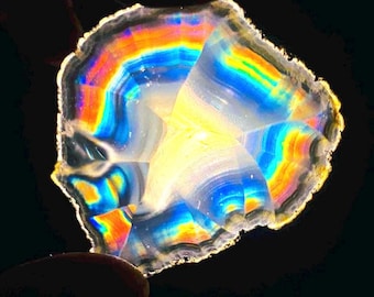 Rainbow Iris Agate Slice: Multi-Layered Indonesian Gemstone