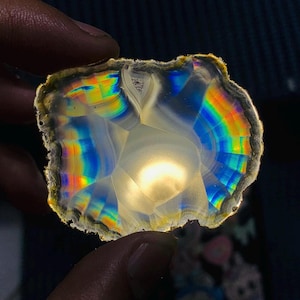 Rainbow Iris Agate Slice: Indonesian Crystal Collection
