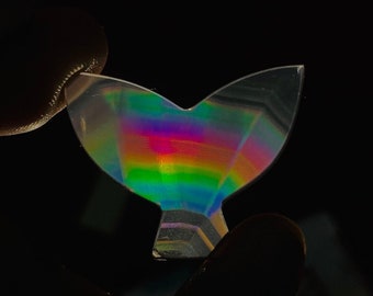 Rainbow Iris Agate Slice: Multi-Layered Indonesian Carving