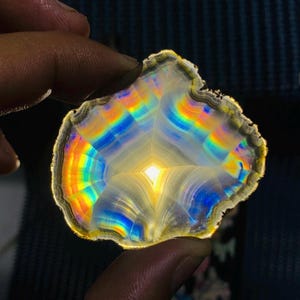 Rainbow Iris Agate Slice: Indonesian Crystal Collection (50x45x3 mm)
