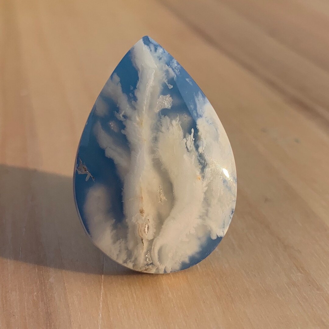 Plume Agate Doublet White Plume Agate Druzy Plume Agate Etsy