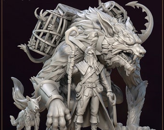 Beast Merchant | Merchants of the Dark Alley Collection | Preprimed 3D Printed Miniature Model by Great Grimoire for Tabletop RPGs