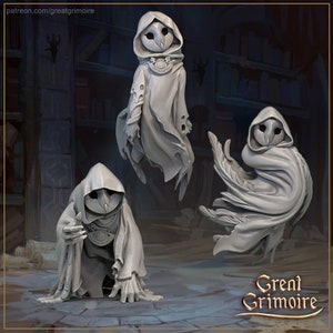 Spirits of the Secret Sand Library (set of 3) - Preprimed 3D Printed Miniature Model by Great Grimoire for Tabletop RPGs