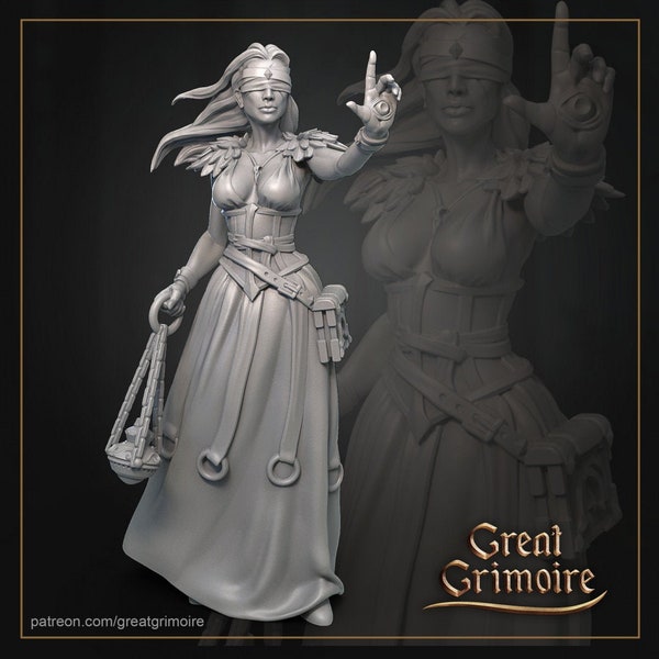 Cassandra - Preprimed 3D Printed Miniature 28mm-Scale Model by Great Grimoire for Tabletop RPGs