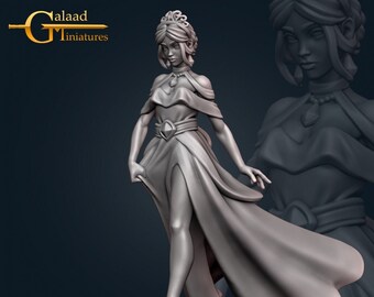 Princess Valyria - Modèle miniature pré-apprêté imprimé en 3D à l’échelle 28mm pour D&D et RPG de table