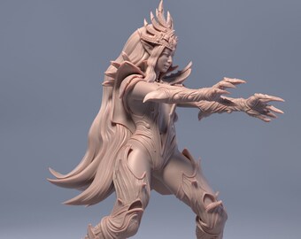 Wicked Mystic | 32mm-Scale Model | Preprimed Resin 3D Printed Miniature Model by Tigerskull RPG