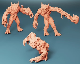 Magmin (3 Variations) | 32mm-Scale by Lost Adventures: Uncharted Lands | Preprimed 3D Printed Resin Mini
