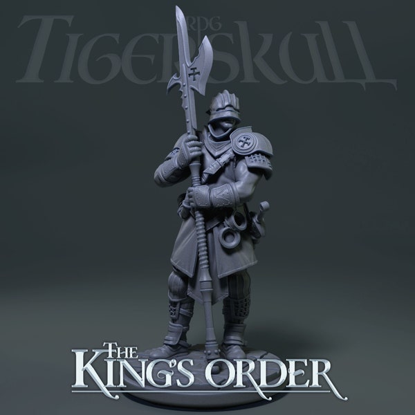 Kings Order Guard (At Ease Pose) | 32mm-Scale Model | Preprimed Resin 3D-geprint miniatuurmodel door Tiger Skull RPG