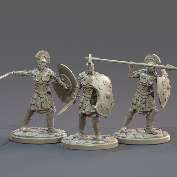 Soldats athéniens (ensemble de 3) - modèle en résine imprimé en 3D par Clay Cyanide - Mythes et légendes grecs