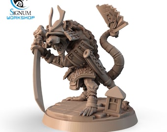 Yoshinori, the West Wind ( Ratfolk Samurai )| 28mm-32mm Scale | Preprimed 3D Printed Miniature Model by Signum Workshop for Tabletop RPGs